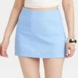 NWT A New Day Tailored Blue Linen Blend Mini Skirt Size 14